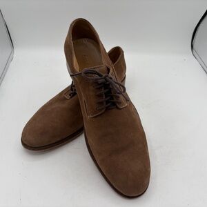 Cole Haan Mens 10 Colton Plain Toe Derby Oxfords Brown Suede Leather C12421